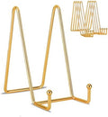 5 Pack 6 Inch Gold Metal Display Stands Plate Stand Display Stands for Picture, Decorative Plate, Book, Photo