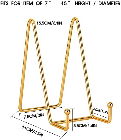 5 Pack 6 Inch Gold Metal Display Stands Plate Stand Display Stands for Picture, Decorative Plate, Book, Photo, alternate view