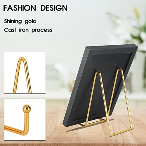 5 Pack 6 Inch Gold Metal Display Stands Plate Stand Display Stands for Picture, Decorative Plate, Book, Photo, alternate view
