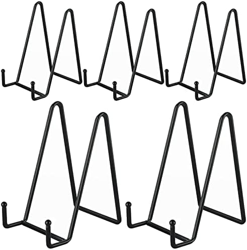 5-Pack 6-Inch Plate Holder Display Stands Black Metal Frame Stand in Black
