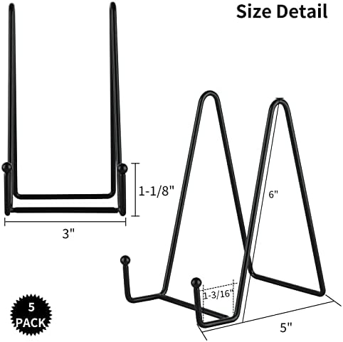 5-Pack 6-Inch Plate Holder Display Stands Black Metal Frame Stand in Black, alternate view 3