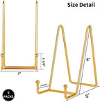 5-Pack 6-Inch Plate Holder Display Stands Gold Metal Frame Stand in Gold, alternate view 3