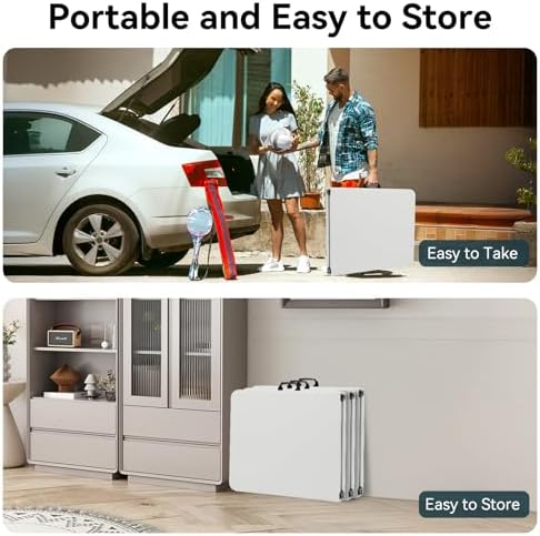 5 Pack 6FT Folding Tables, Heavy Duty, Carry Handle, White in White, alternate view 5