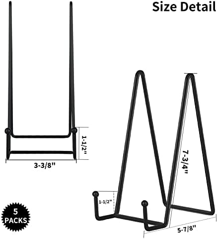 5-Pack 8-Inch Plate Holder Display Stands Black Metal Frame Stand in Black, alternate view 3