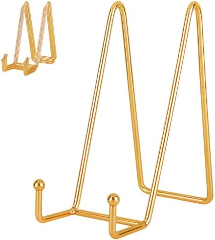 5-Pack 8-Inch Plate Holder Display Stands Gold Metal Frame Stand in Gold