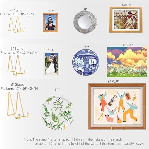 5-Pack 8-Inch Plate Holder Display Stands Gold Metal Frame Stand in Gold, alternate view 4