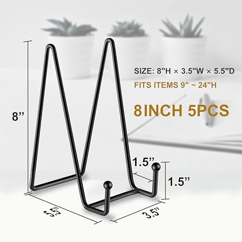 5 Pack 8 Inch Plate Stands for Display, Plate Holder Display Stand in Black, alternate view 2