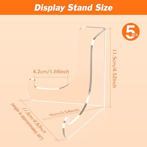 5 Pack Acrylic Display Stand, Plate Stand for Display, Easel Stand in Clear, alternate view 3