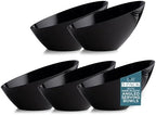 5 Pack Black Angled Plastic Serving Bowl Disposable for Party Table 20oz in Medium 20 OZ in Black
