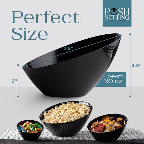 5 Pack Black Angled Plastic Serving Bowl Disposable for Party Table 20oz in Medium 20 OZ in Black, alternate view 2