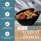 5 Pack Black Angled Plastic Serving Bowl Disposable for Party Table 20oz in Medium 20 OZ in Black, alternate view 3