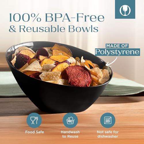 5 Pack Black Angled Plastic Serving Bowl Disposable for Party Table 20oz in Medium 20 OZ in Black, alternate view 6