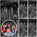 5 Pack Black Party Streamers Backdrop Tinsel Foil Fringe Curtains Halloween & Birthday Party Decorations