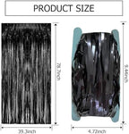 5 Pack Black Party Streamers Backdrop Tinsel Foil Fringe Curtains Halloween & Birthday Party Decorations, alternate view 3