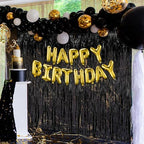 5 Pack Black Party Streamers Backdrop Tinsel Foil Fringe Curtains Halloween & Birthday Party Decorations, alternate view 6
