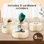 5 Pack Buffet Risers Foldable Food Display Risers Food Risers for Buffet Table Tall Cake Stands Cylinder Stands, alternate