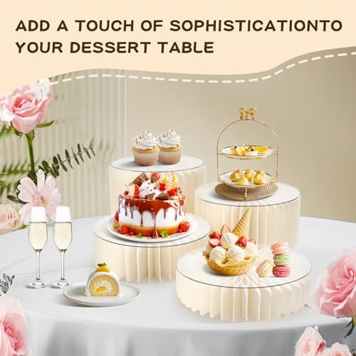 5 Pack Buffet Risers Foldable Food Display Risers Food Risers for Buffet Table Tall Cake Stands Cylinder Stands, alternate