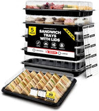 5 Pack Catering Trays with Lids - 15" Serving Tray with Lid, Heavy Duty Recyclable Plastic Party Platters for