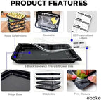 5 Pack Catering Trays with Lids - 15" Serving Tray with Lid, Heavy Duty Recyclable Plastic Party Platters for, alternate view