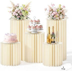 5 Pack Cylinder Stands for Party 15.7" 23.6" 31.5" Height Foldable Cardboard Tall Columns Cylinder Tables Round