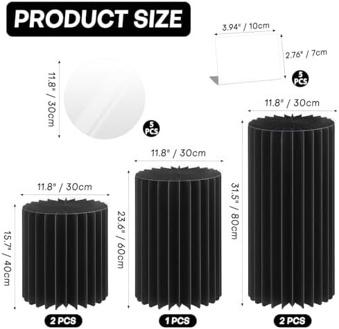 5 Pack Cylinder Stands for Party 15.7" 23.6" 31.5" Height Foldable Cardboard Tall Columns Cylinder Tables Round, alternate