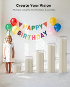 5 Pack Cylinder Stands for Party, Round Cake Pedestal Stands Foldable Buffet Food Risers White Cardboard, alternate view 4
