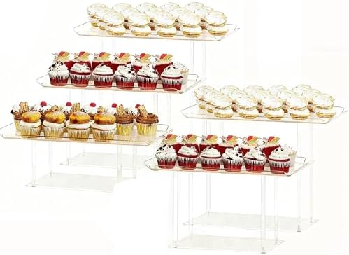 5 Pack Dessert Table Display Set, Clear Acrylic Dessert Display Stands Buffet Risers for Cupcakes Dessert Pastry