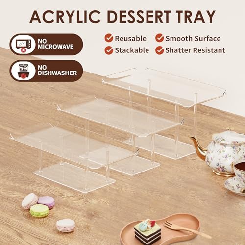 5 Pack Dessert Table Display Set, Clear Acrylic Dessert Display Stands Buffet Risers for Cupcakes Dessert Pastry, alternate