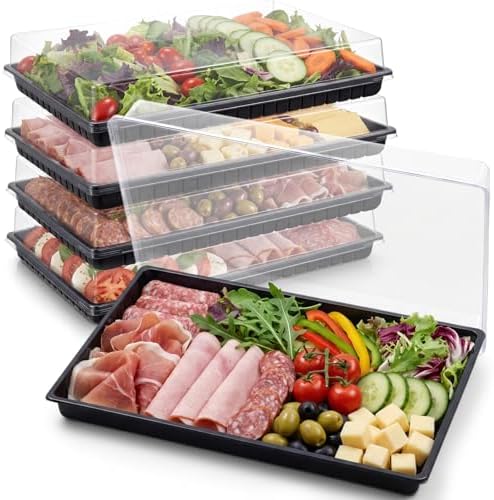 5 Pack Extra Large Charcuterie Board with Lids in Black