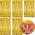 5 Pack Foil Curtain Backdrop Gold Metallic Tinsel Foil Fringe Curtains Photo Booth Props for Birthday Wedding