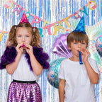 5 Pack Foil Curtain Backdrop Iridescent Metallic Tinsel Foil Fringe Curtains Photo Booth Props for Birthday, alternate view 3