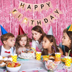 5 Pack Foil Curtain Backdrop Pink Metallic Tinsel Foil Fringe Curtains Photo Booth Props for Birthday Wedding, alternate view