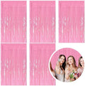5 Pack Foil Curtain Pink Backdrop Streamers Metallic Tinsel Fringe Curtains Photo Booth Props for Birthday