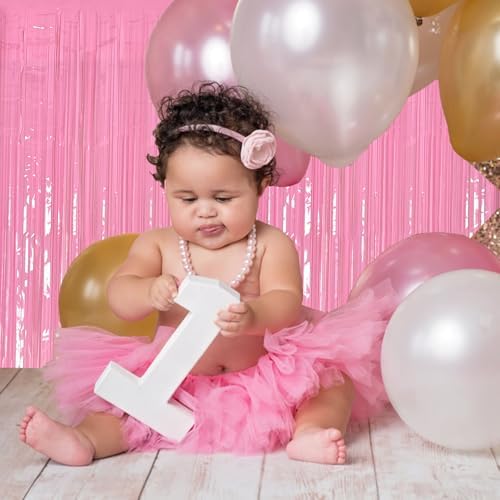 5 Pack Foil Curtain Pink Backdrop Streamers Metallic Tinsel Fringe Curtains Photo Booth Props for Birthday, alternate view 3
