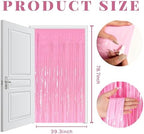5 Pack Foil Curtain Pink Backdrop Streamers Metallic Tinsel Fringe Curtains Photo Booth Props for Birthday, alternate view 7