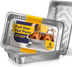 5 Pack Full Size Aluminum Foil Pans 21"x13", Heavy Duty Large Disposable Roasting Pans for Cooking, Serving