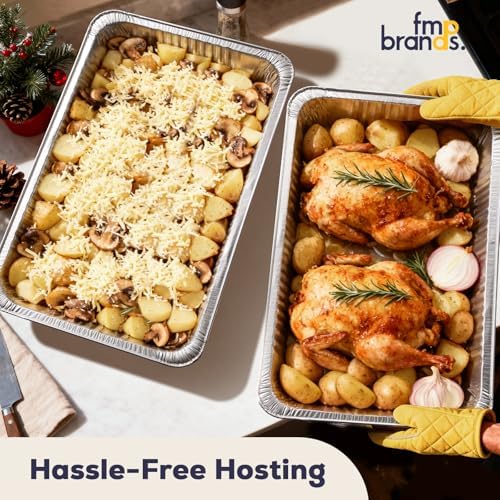5 Pack Full Size Aluminum Foil Pans 21"x13", Heavy Duty Large Disposable Roasting Pans for Cooking, Serving, alternate view 5