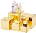 5 Pack Gold Mirror Acrylic Risers for Display, 3 to 6.5 Inch in Gold Mirror