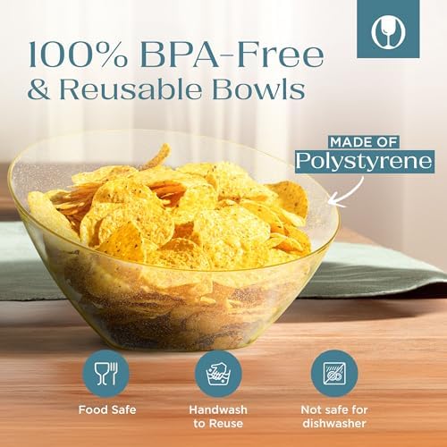 5 Pack Gold Plastic Angled Serving Bowl Disposable for Party Table 54oz in Large 54 OZ in Gold Glitter, alternate view 6