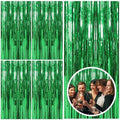 5 Pack Green Streamers Backdrop Jungle Party Decorations Foil Fringe Backdrop Curtains Photo Booth Backdrop for