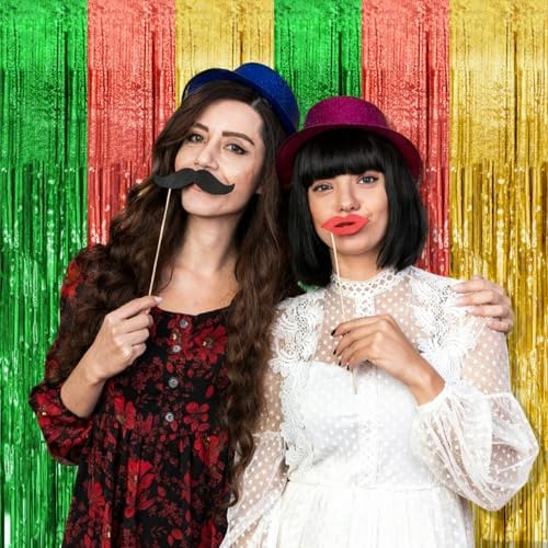 5 Pack Hawaii Backdrop Party Decorations Tinsel Curtain Summer Party Streamer Foil Fringe Birthday Decorations, alternate