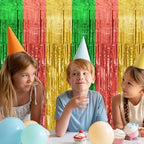 5 Pack Hawaii Party Backdrop Decorations Vibrant Summer Streamers Foil Fringe Curtains Metallic Tinsel Backdrop, alternate
