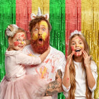5 Pack Hawaii Party Backdrop Decorations Vibrant Summer Streamers Foil Fringe Curtains Metallic Tinsel Backdrop, alternate