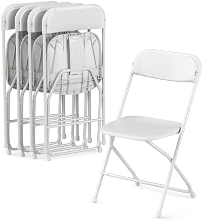 5 Pack Plastic Folding Chair, 300lb Capacity, Portable Commercial Chair Seat with Steel Frame for Wedding Party, alternate