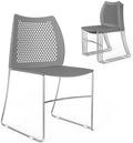 5 Pack Plastic Stacking Chairs, Stackable Office Chairs, Grey in Grey