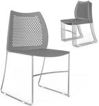 5 Pack Plastic Stacking Chairs, Stackable Office Chairs, Grey in Grey