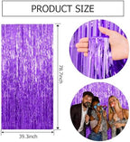 5 Pack Purple Backdrop Tinsel Streamers Foil Fringe Backdrop Halloween Party Decorations Purple Backdrop Curtain, alternate