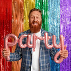 5 Pack Rainbow Backdrop Party Decorations Tinsel Curtain Party Streamer Foil Fringe Birthday Decorations Photo, alternate
