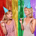 5 Pack Rainbow Backdrop Party Decorations Tinsel Curtain Party Streamer Foil Fringe Birthday Decorations Photo, alternate