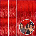 5 Pack Red Streamers Party Backdrop Christmas Decorations Foil Fringe Backdrop Curtains Carnival Casino Theme